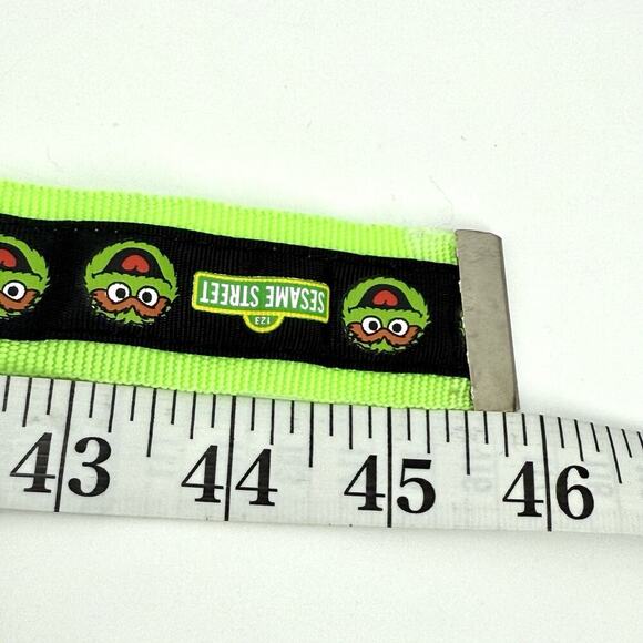 VTG Oscar the Grouch Lime Green/Black Nylon Webbing D-Ring Belt Unisex Large 46” - Picture 6 of 7